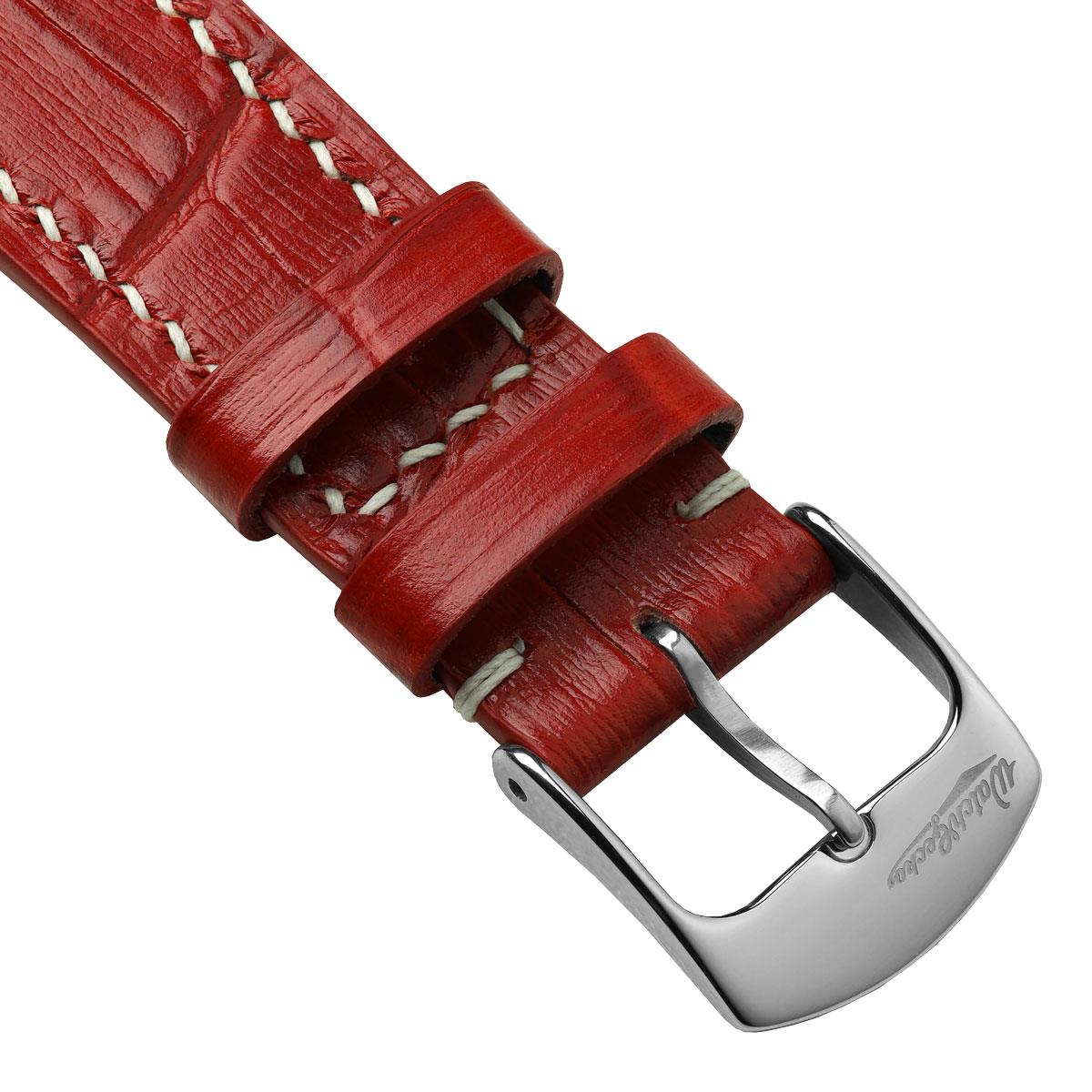 Arnhem Gator Print Genuine Leather Watch Strap - Dark Red