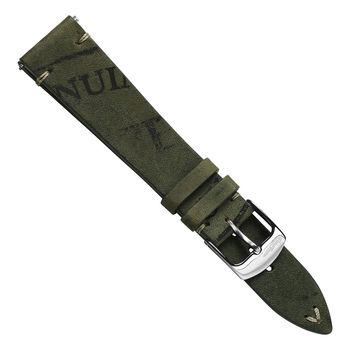 Newham Inverted Horween Shell Genuine Leather Watch Strap - Olive Green