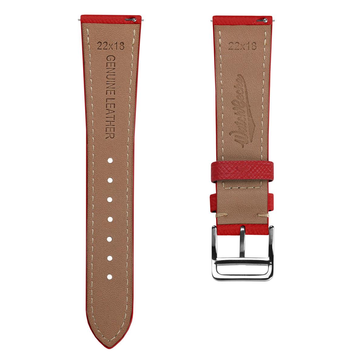 WatchGecko Brixham Classic Saffiano Leather Watch Strap - Red