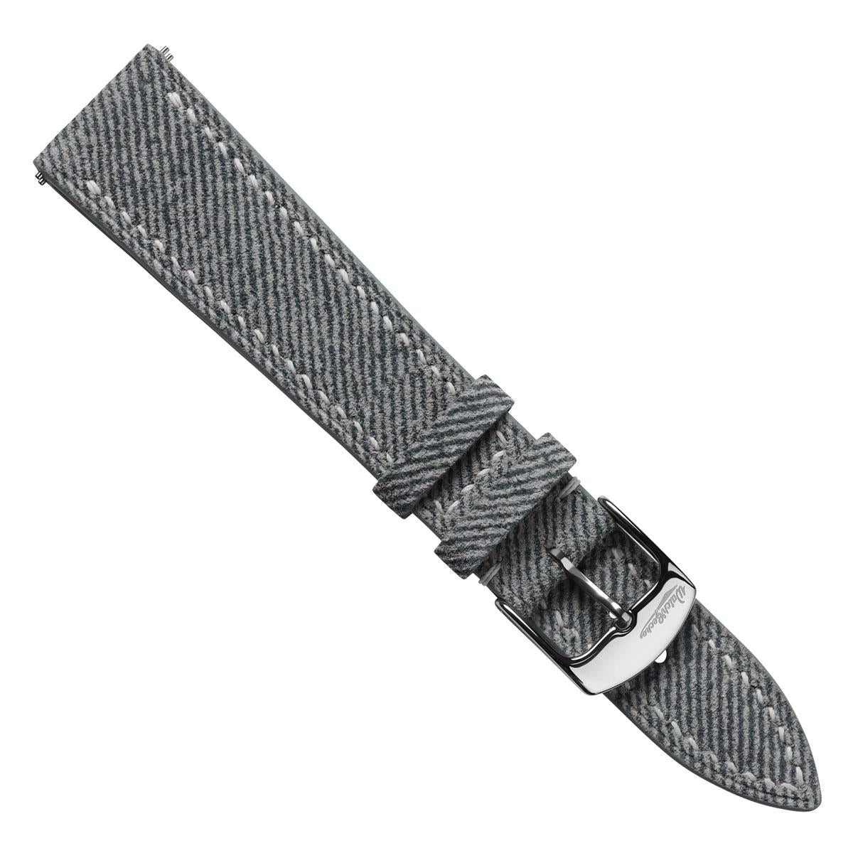 Arbour Hand-Stitched Denim Design Genuine Leather Watch Strap - Grey