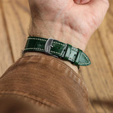 Arnhem Gator Print Genuine Leather Watch Strap - Dark Green