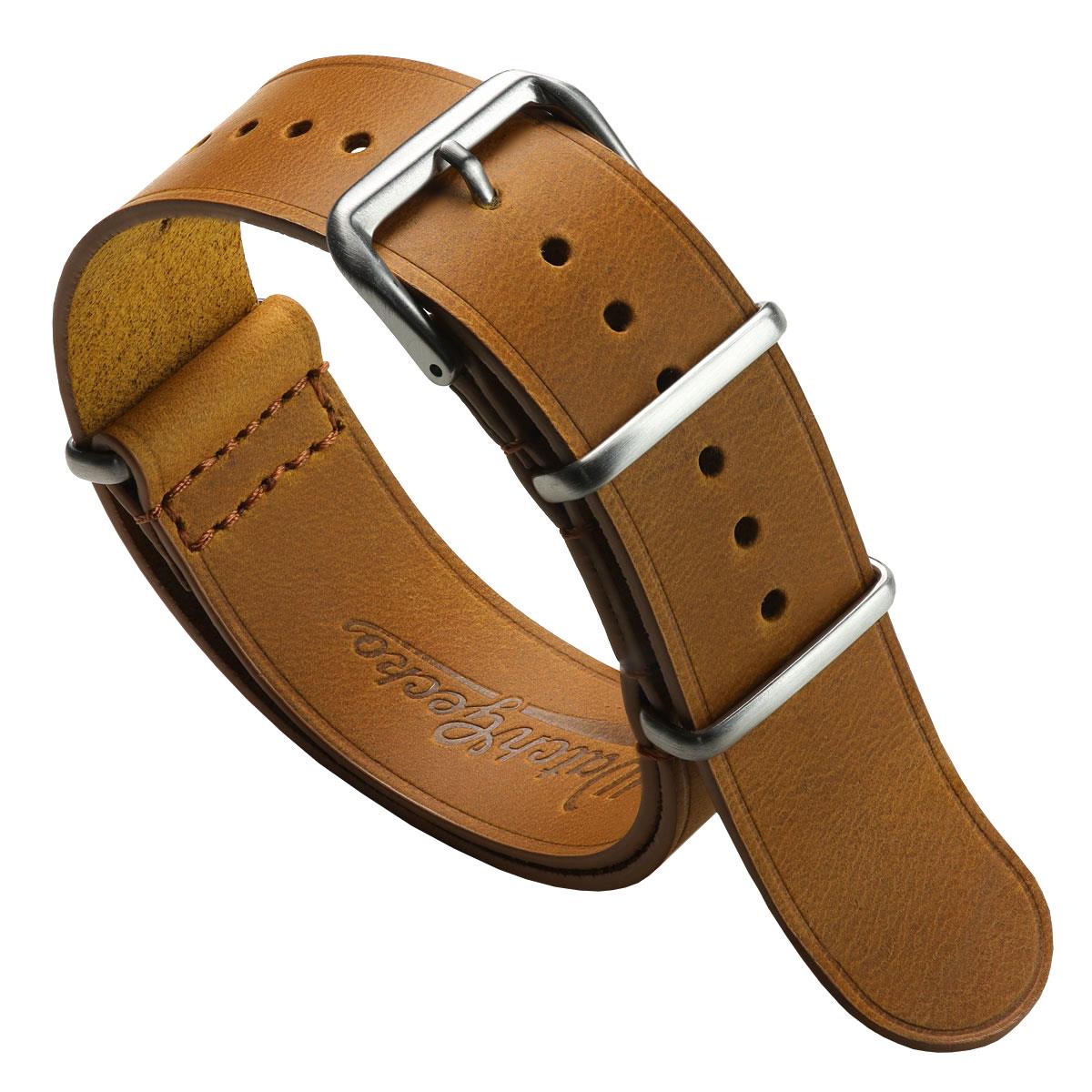 WatchGecko British Military Watch Strap: Cambridge Crazy Pull-Up Leather - Light Brown