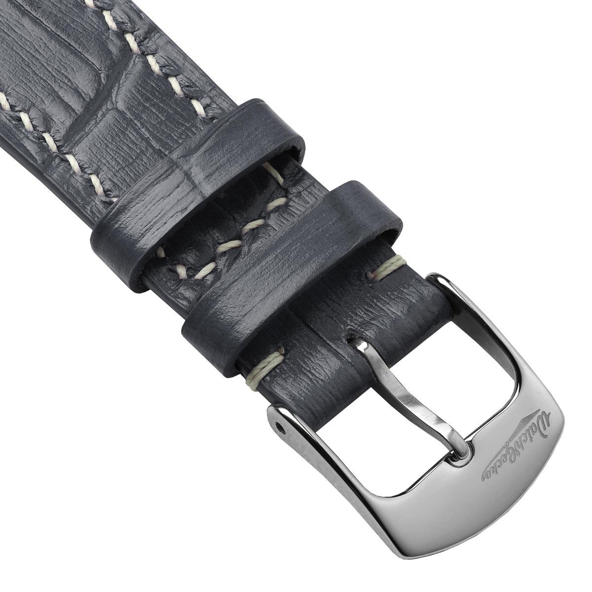 Arnhem Gator Print Genuine Leather Watch Strap - Ash