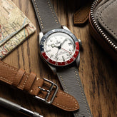 WatchGecko Brixham Classic Saffiano Leather Watch Strap - Grey on Tudor GMT