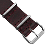 WatchGecko Genuine Leather British Military Watch Strap: Cambridge - Vintage Red