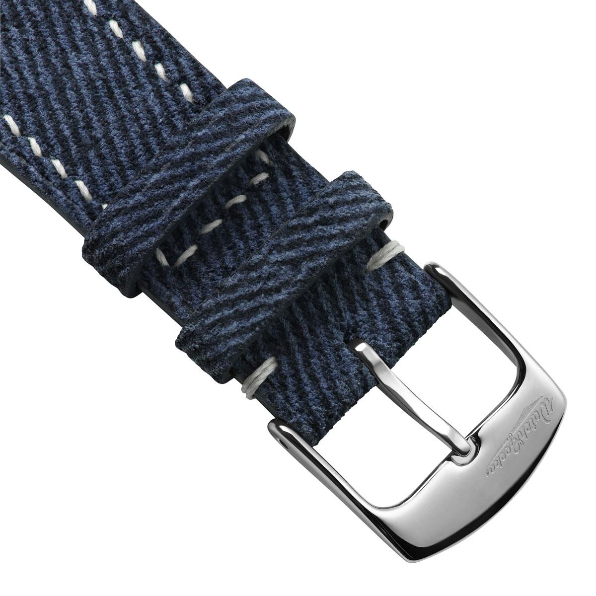 Arbour Hand-Stitched Denim Design Genuine Leather Watch Strap - Navy