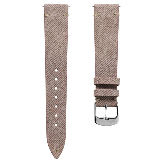 Arbour V-Stitch Denim Design Genuine Leather Watch Strap - Pink