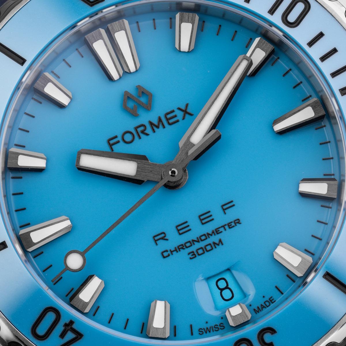 FORMEX Baby REEF Automatic Chronometer COSC 300M Steel Bracelet / Bahama Blue