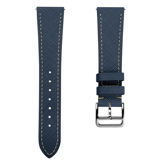 WatchGecko Brixham Classic Saffiano Leather Watch Strap - Navy Blue