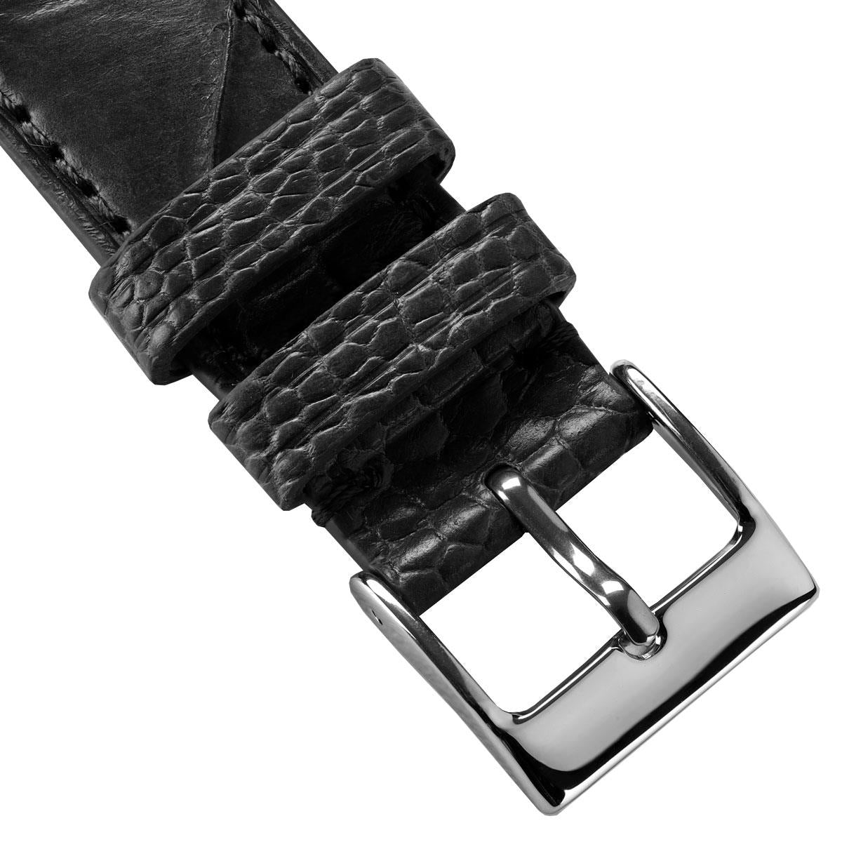 Ostrich Leg Leather Watch Strap - Black