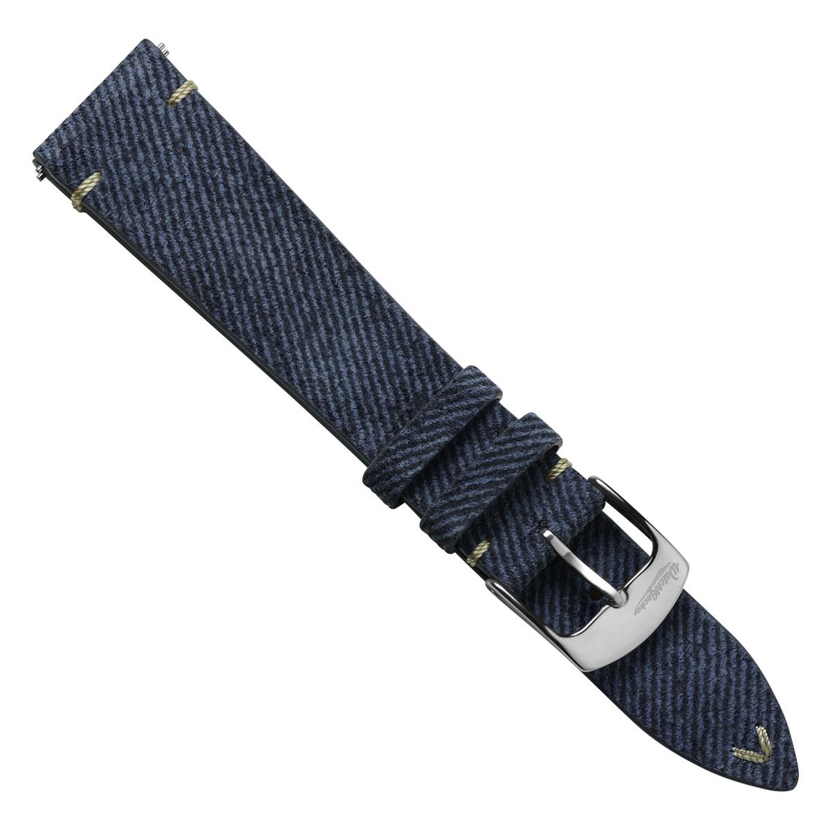 Arbour V-Stitch Denim Design Genuine Leather Watch Strap - Navy