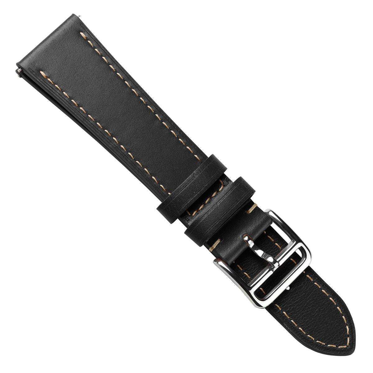 Brixham Special Buckle Classic Leather Watch Strap - Black