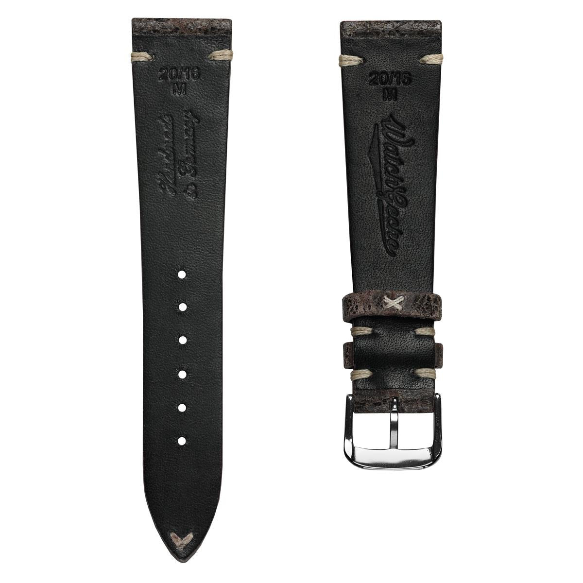 Dexter Cracked Finish Leather Watch Strap - Gloss Mocha