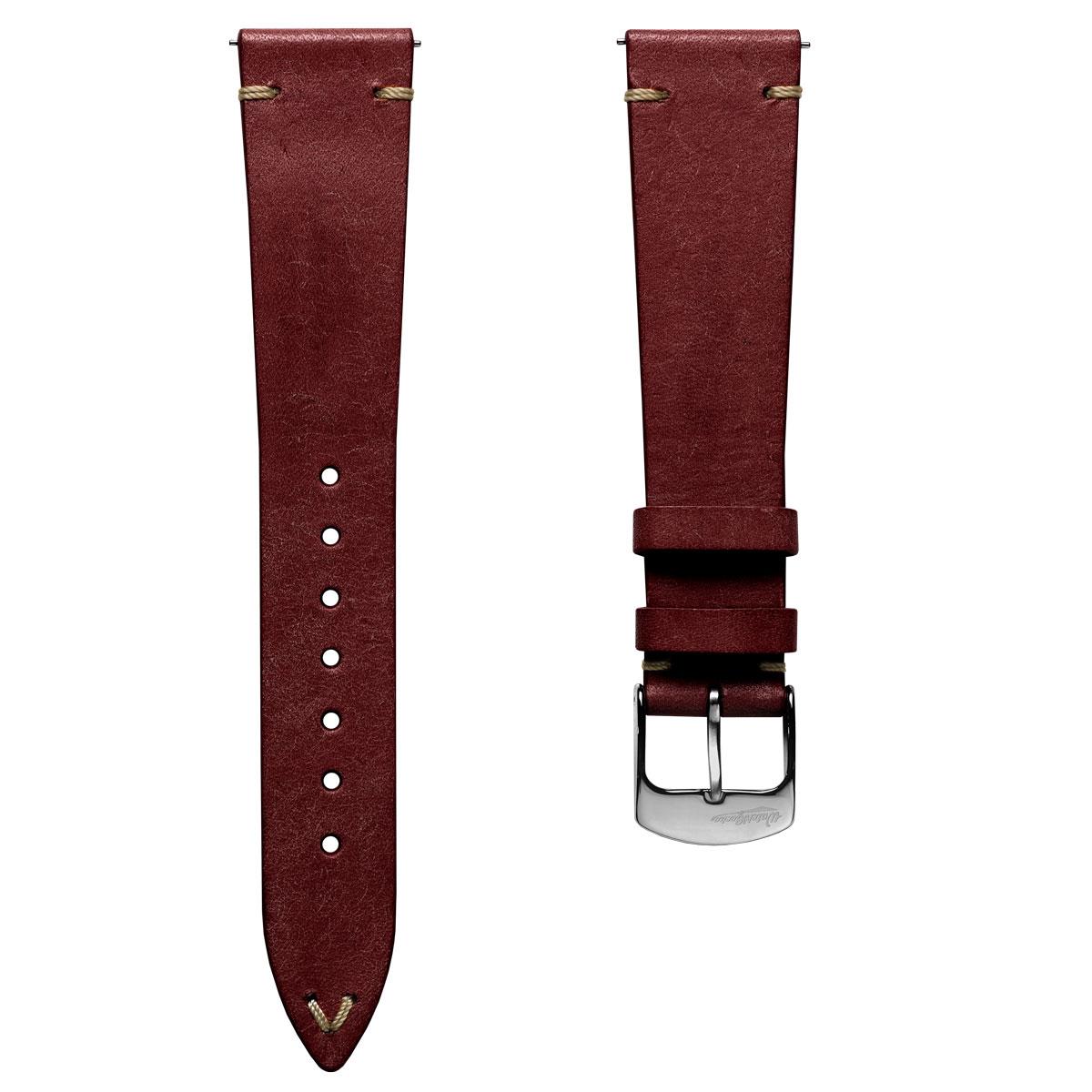 Charlbury V-Stitch Genuine Italian Leather Watch Strap - Bordeaux