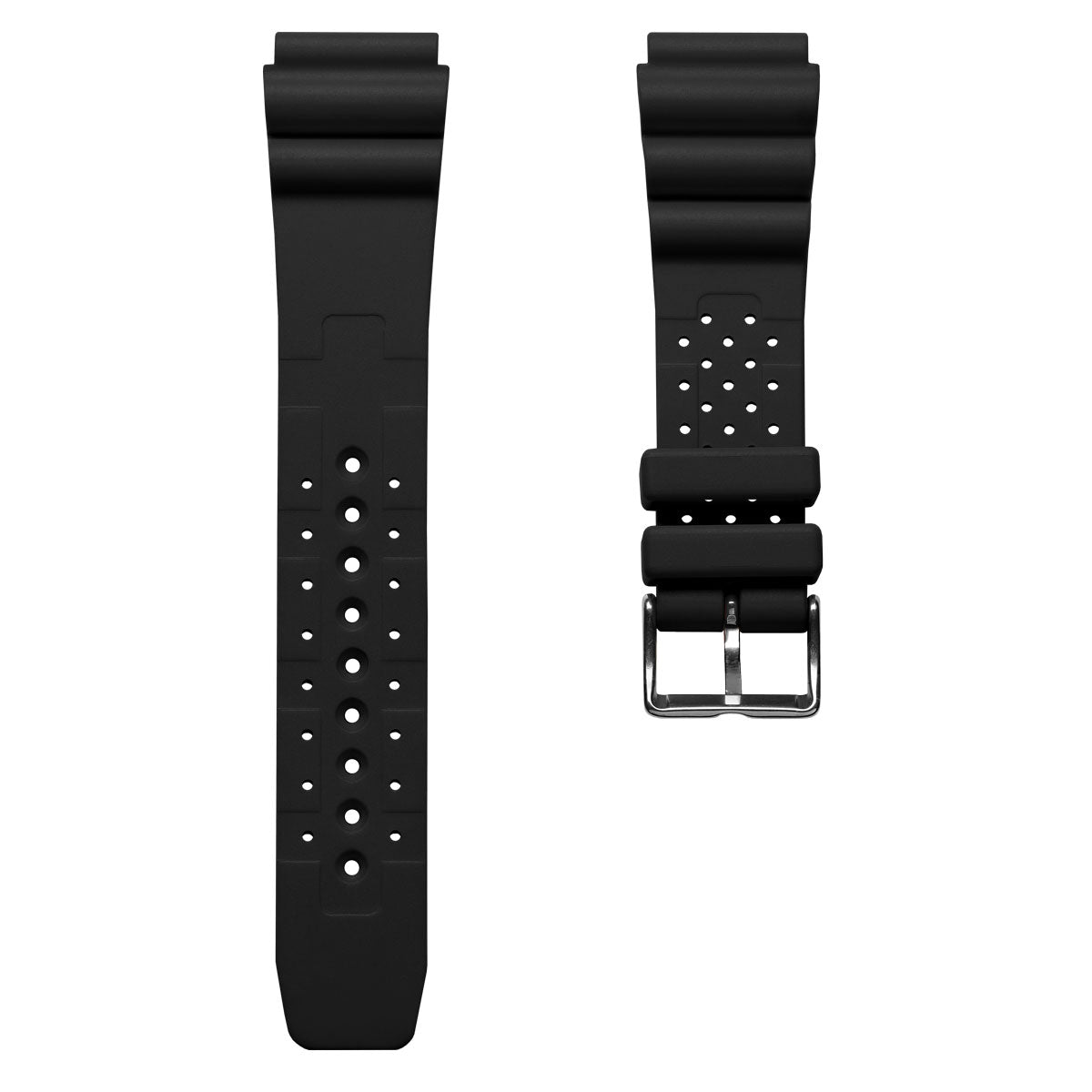 WatchGecko 285 Italian Rubber Diver's Watch Strap - Black