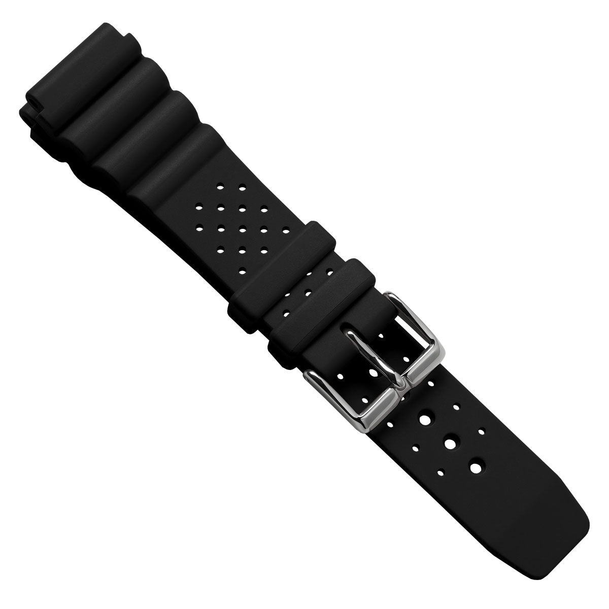 WatchGecko 285 Italian Rubber Diver's Watch Strap - Black