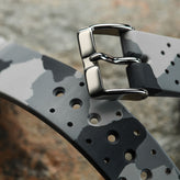 WatchGecko 285 Italian Rubber Diver's Watch Strap - Grey Camouflage