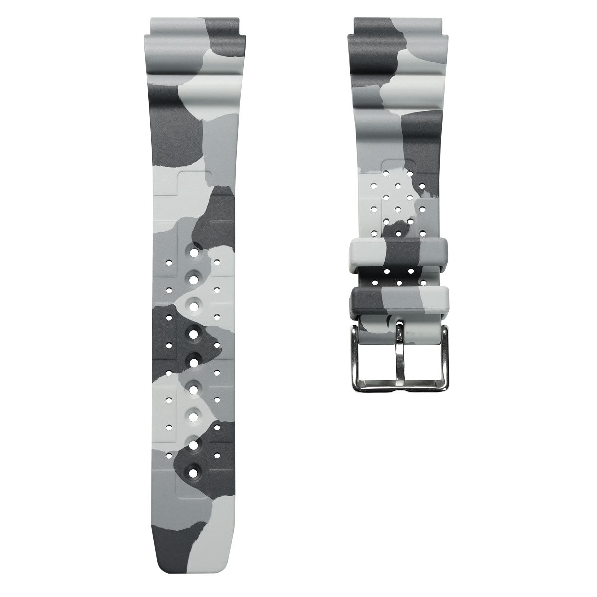 WatchGecko 285 Italian Rubber Diver's Watch Strap - Grey Camouflage