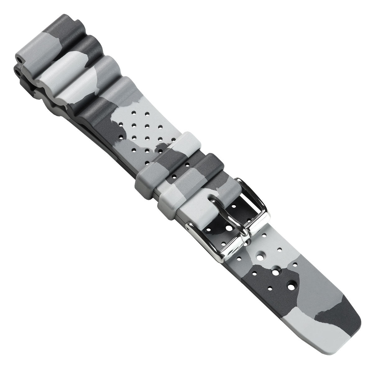 WatchGecko 285 Italian Rubber Diver's Watch Strap - Grey Camouflage