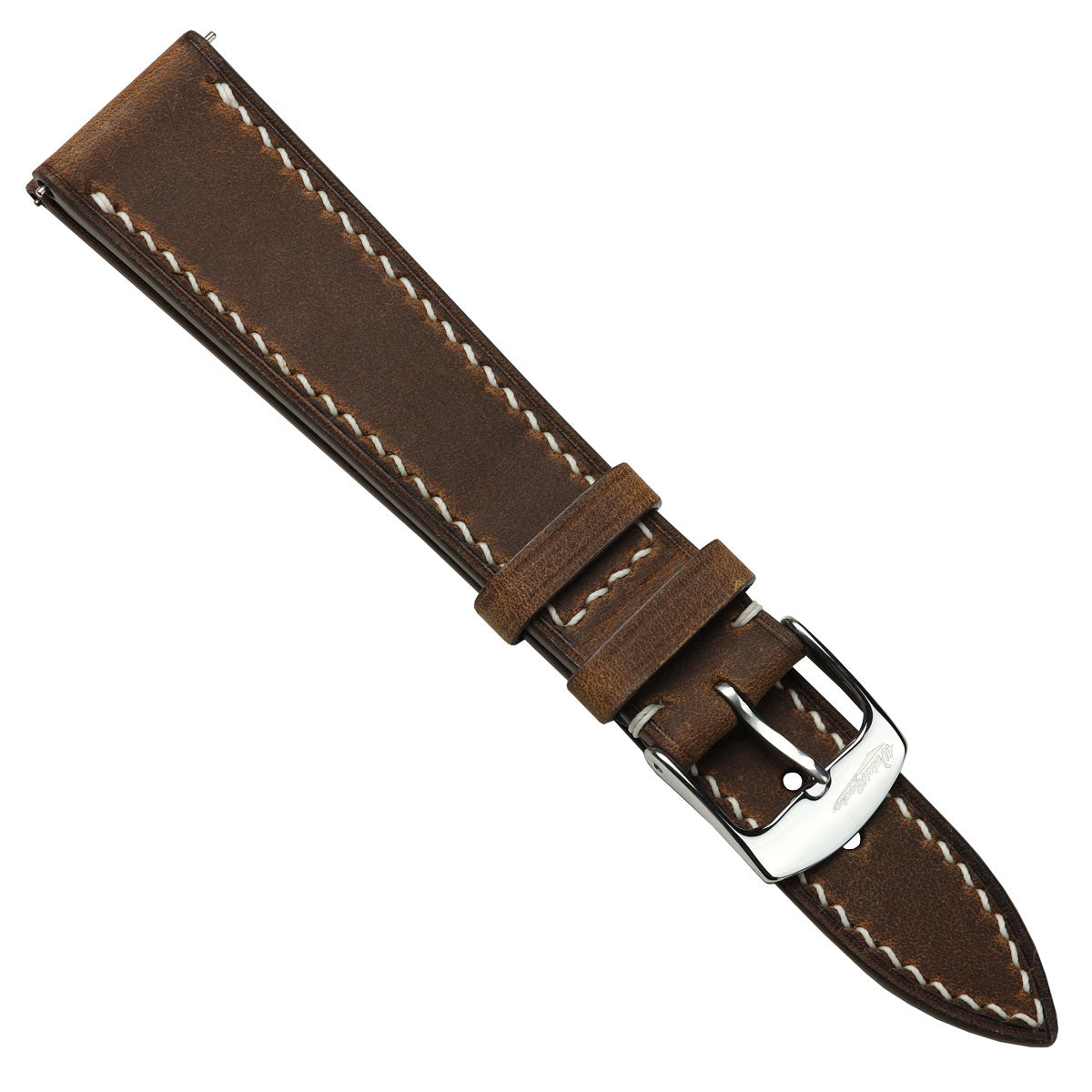 German Hand-Stitched Crazy Horse Leather Watch Strap - Gold