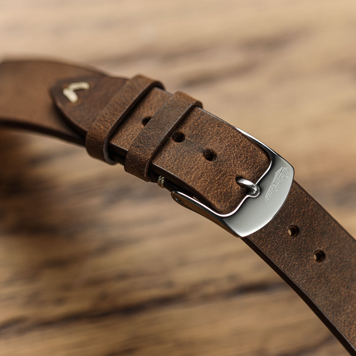 German V-Stitch Crazy Horse Leather Watch Strap