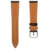 German V-Stitch Crazy Horse Leather Watch Strap - Chocolate Brown