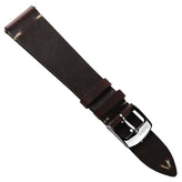 German V-Stitch Crazy Horse Leather Watch Strap - Chocolate Brown