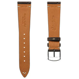 German V-Stitch Crazy Horse Leather Watch Strap - Charcoal