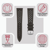 Beaufort Racing Conceria Opera Suede Perforated Watch Strap - Taupe