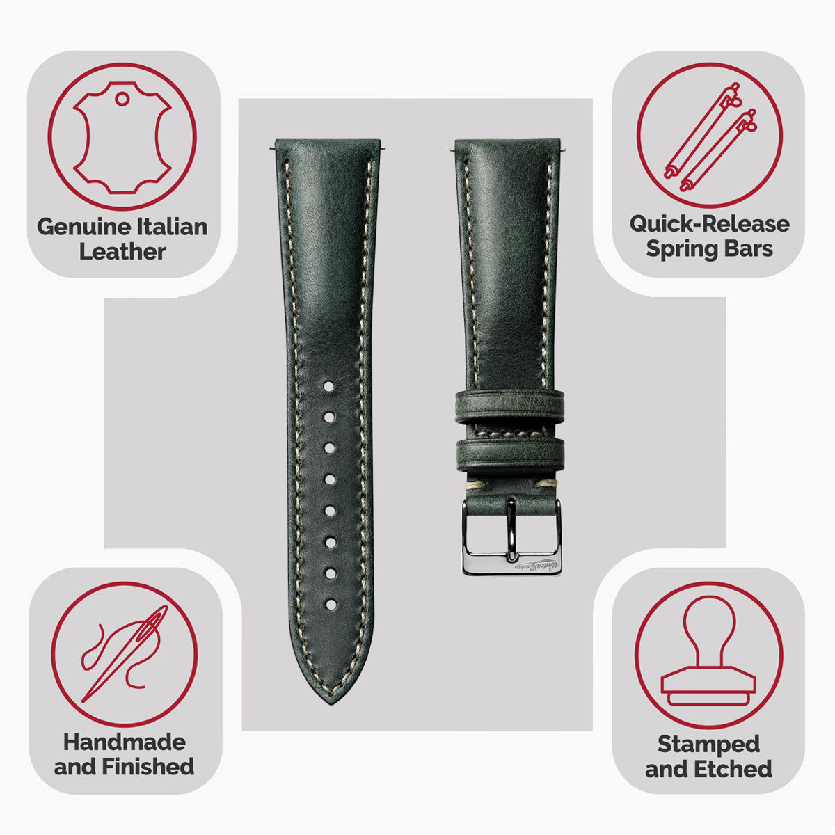 Classic Highley Genuine Leather Watch Strap - Reef