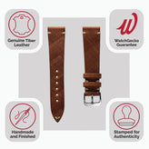 Cortez Genuine Leather Watch Strap - Mahogany