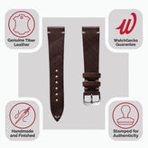 Cortez Genuine Leather Watch Strap - Mocha