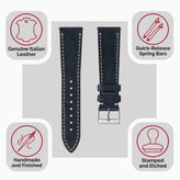 Flat Highley Genuine Leather Watch Strap - Blue