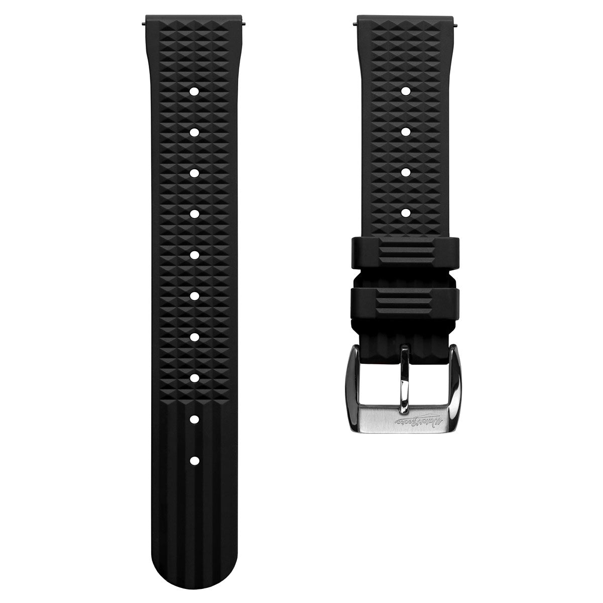 Seacroft Waffle Rubber Dive Watch Strap - Black