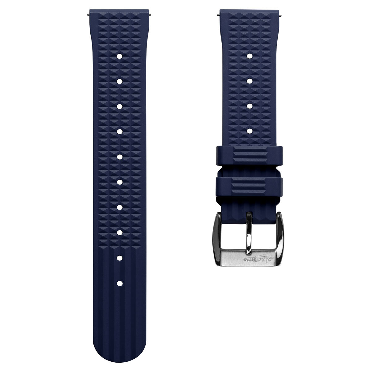 Seacroft Waffle FKM Rubber Dive Watch Strap - Blue