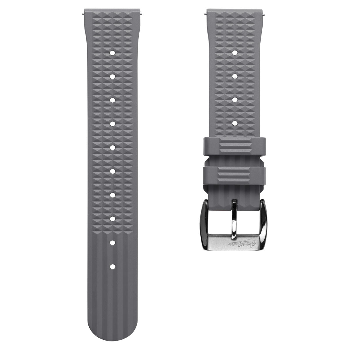 Seacroft Waffle FKM Rubber Dive Watch Strap - Grey