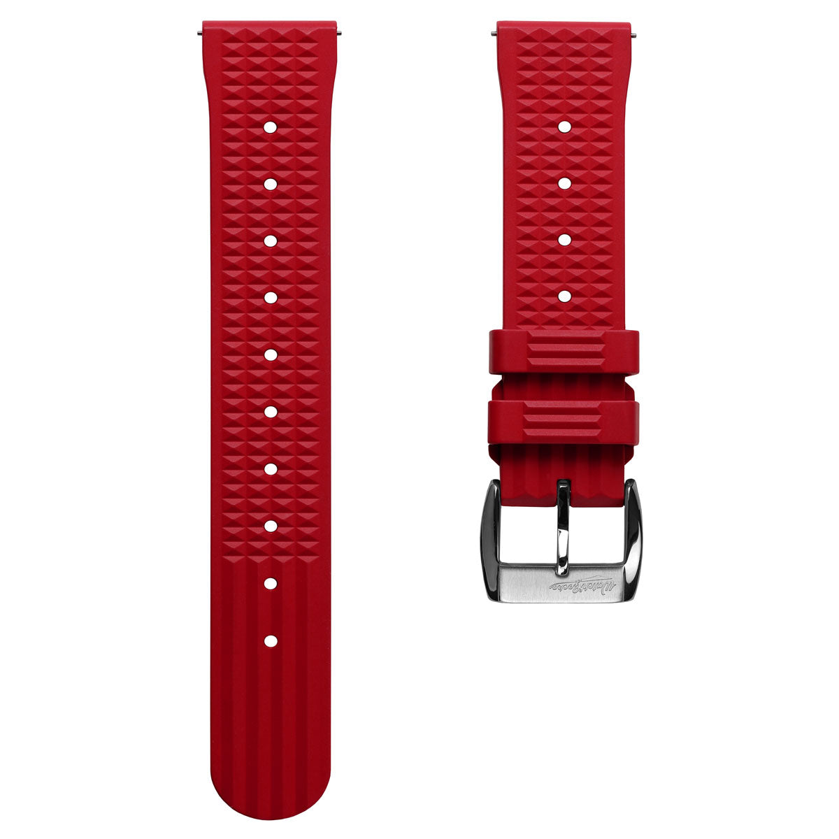 Seacroft Waffle FKM Rubber Dive Watch Strap - Red