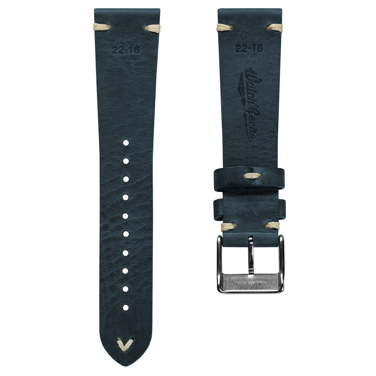 Benhall V-Stitch Genuine Leather Watch Strap - Teal