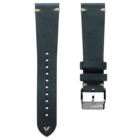 Benhall V-Stitch Genuine Leather Watch Strap - Teal