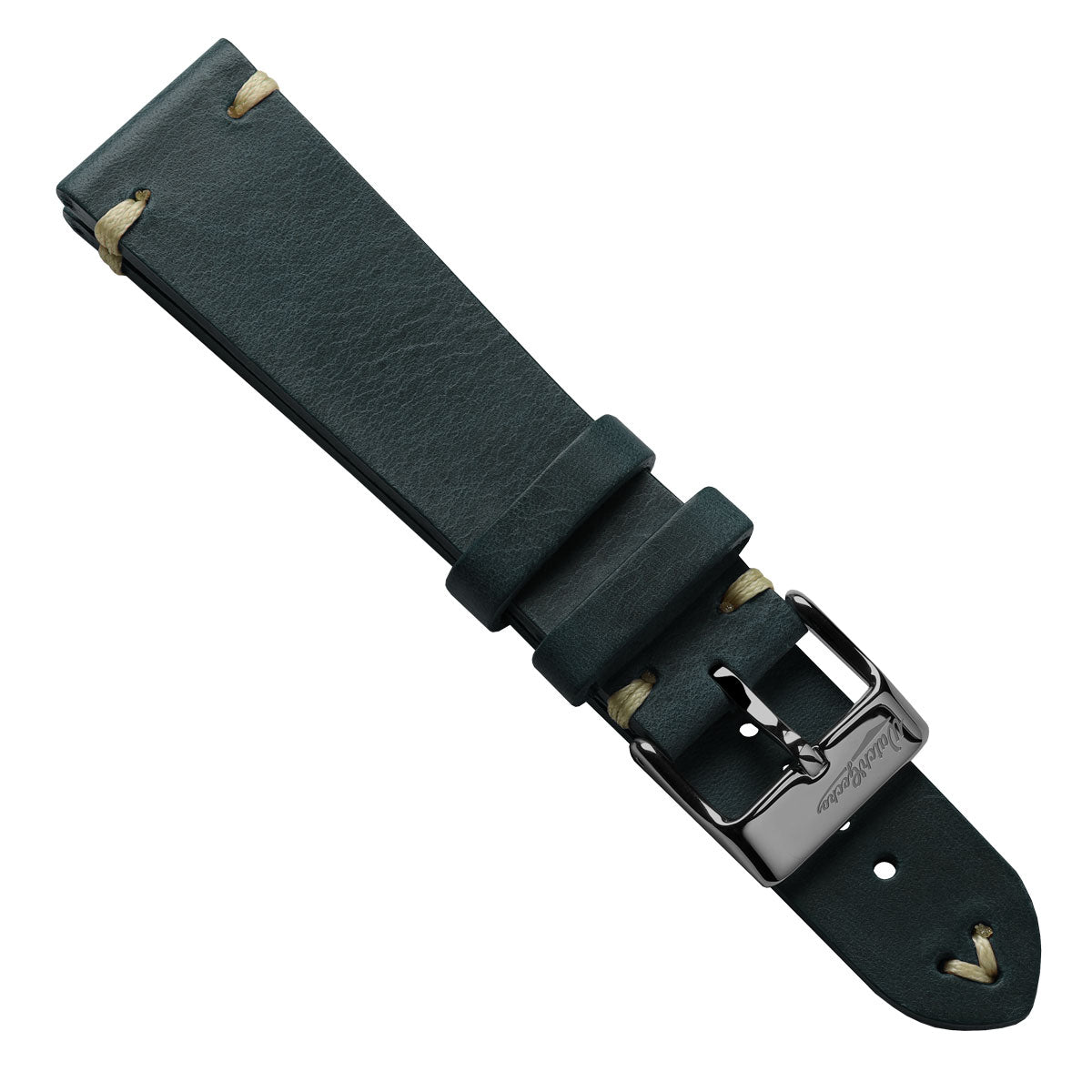 Benhall V-Stitch Genuine Leather Watch Strap - Teal