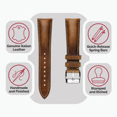 Original Vintage Highley Genuine Leather Watch Strap - Light Brown