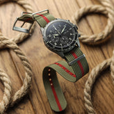 WatchGecko Ridge British Military Watch Strap - Green & Red