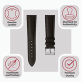 Laverton Padded Cavallo Leather Watch Strap - Chocolate Brown