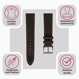 Leuven Cavallo Flat Handmade Horse Leather Watch Strap - Chocolate Brown