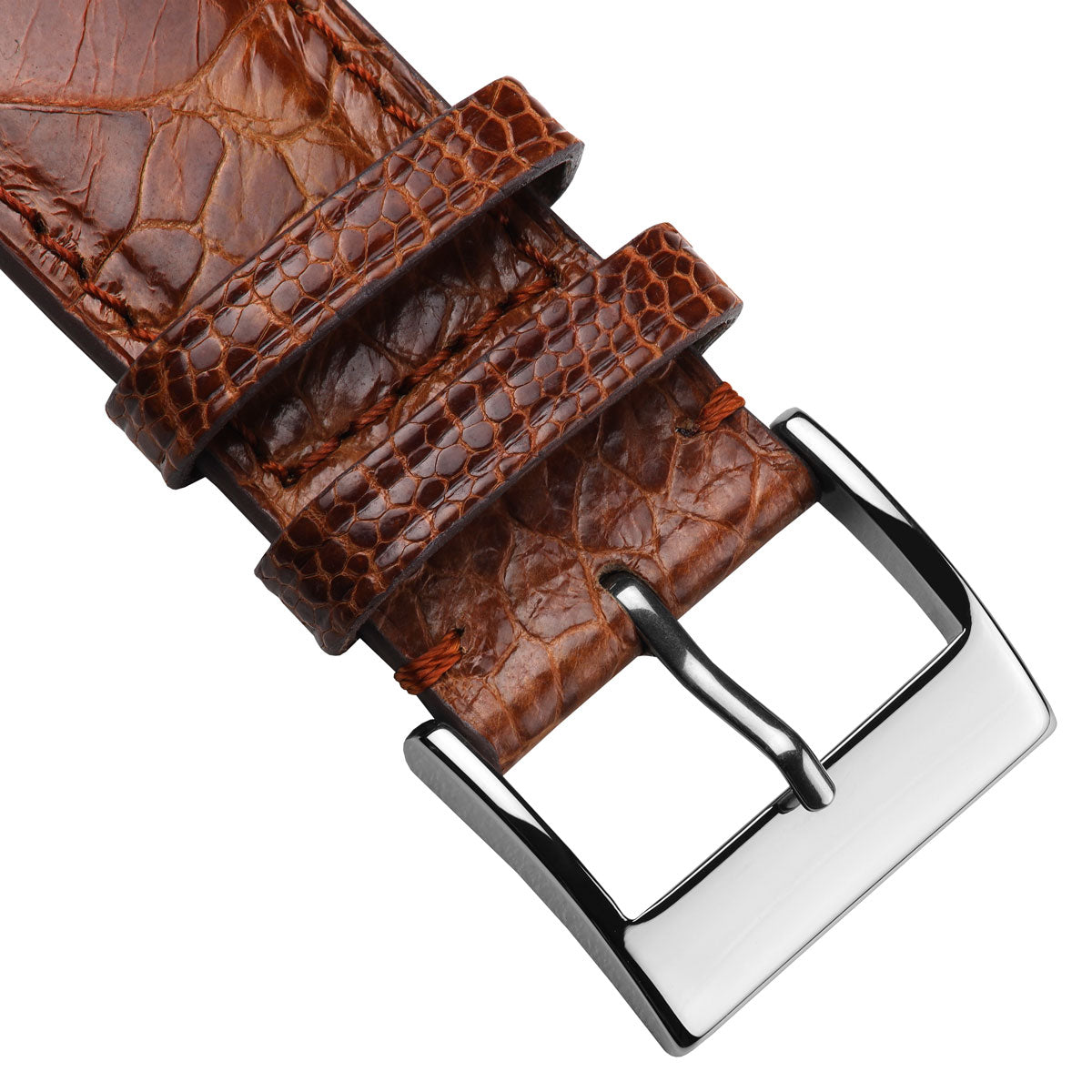 Durbuy Ostrich Leg Handmade Gloss Leather Watch Strap - Cognac