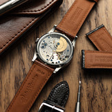 Durbuy Ostrich Leg Handmade Leather Watch Strap - Gloss Chocolate Brown