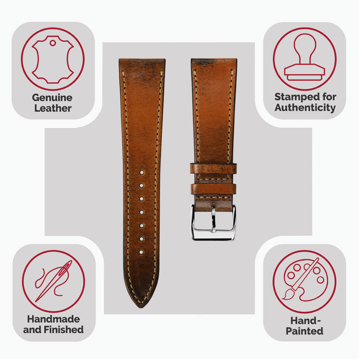 Radstock Vintage Genuine Leather Watch Strap - Light Brown