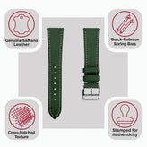 Brixham Special Buckle Saffiano Leather Watch Strap - Jasper Green