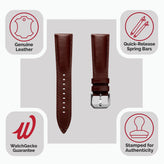 Tenby Classic Padded Genuine Leather Watch Strap  - Chestnut / Chestnut