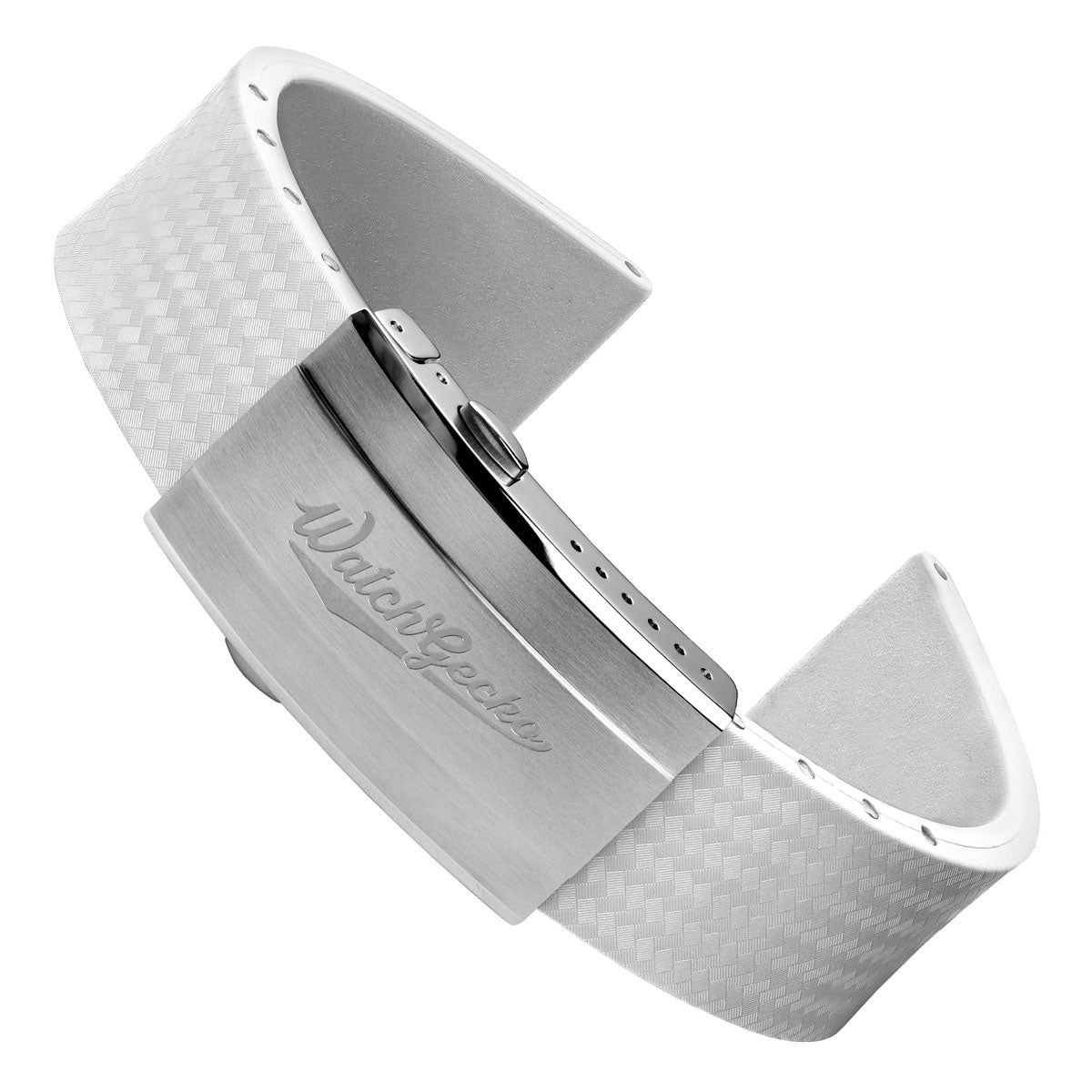 WatchGecko 400 Italian Rubber Divers Reversible Watch Strap - White  - Brushed / Polished